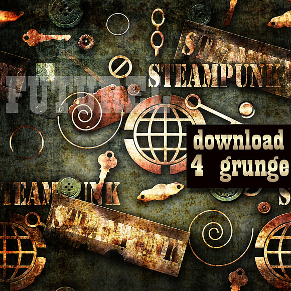 Mechanical steampunk grunge print in Patterns - product preview 1