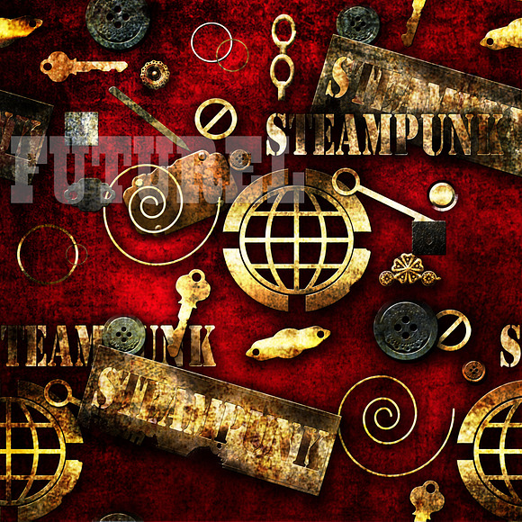 Mechanical steampunk grunge print in Patterns - product preview 3