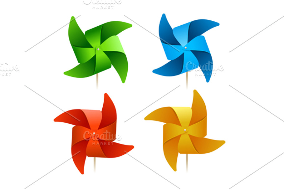  Colorful Windmills. Vector in Objects - product preview 8
