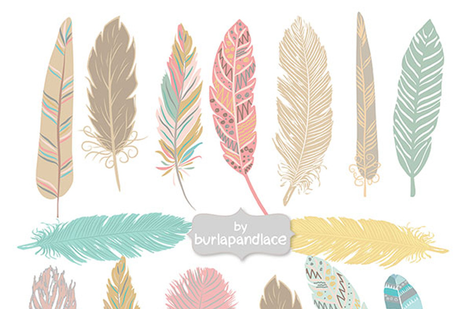 Hand Drawn Feather Aztec Clip Art in Illustrations - product preview 8