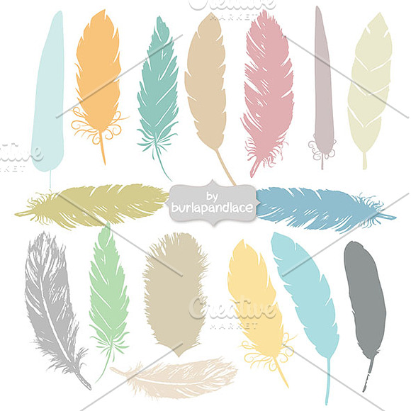 Hand Drawn Feather Aztec Clip Art in Illustrations - product preview 1