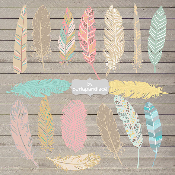 Hand Drawn Feather Aztec Clip Art in Illustrations - product preview 2