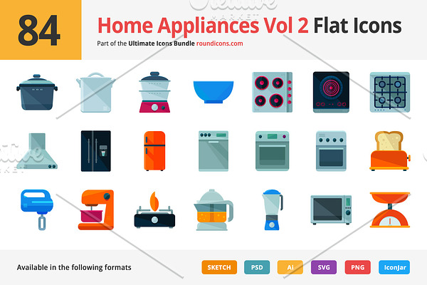84 Home Appliances Vol 2 Flat Icons
