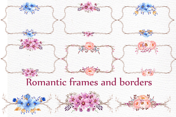 Watercolor frames and borders