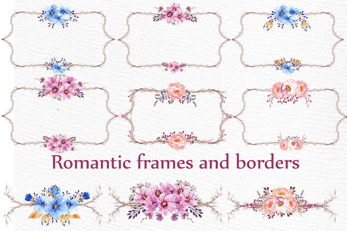 Watercolor frames and borders in Illustrations - product preview 8