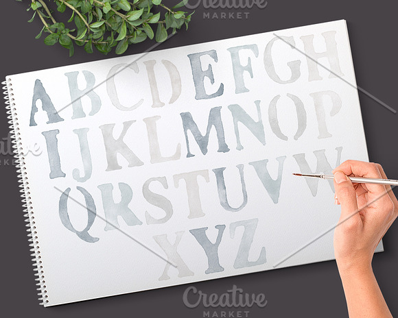 Watercolor Alphabet Graphics in Illustrations - product preview 1
