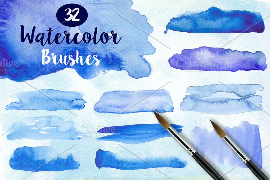 32 Watercolor Brushes