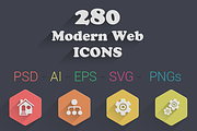 280 Modern Web Icons (7 Styles)