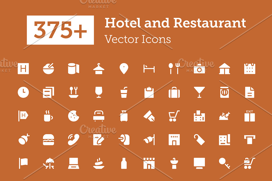 375+ Hotel and Restaurant Icons 