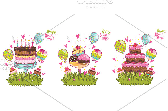 Happy Birthday cute sweets in Illustrations - product preview 3