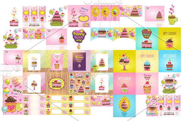 Happy Birthday cute sweets in Illustrations - product preview 4