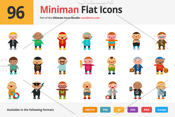 96 Miniman Flat Icons