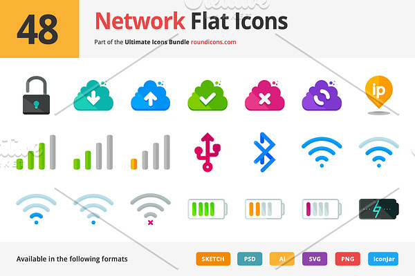 48 Network Flat Icons