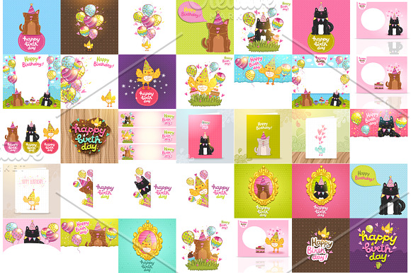 Happy Birthday. Cute animals in Illustrations - product preview 3