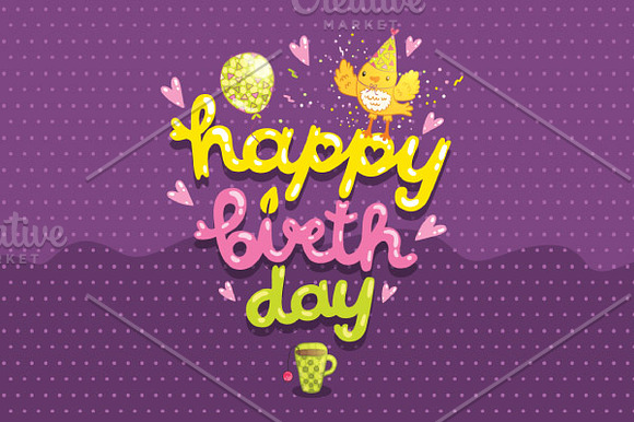 Happy Birthday. Cute animals in Illustrations - product preview 4