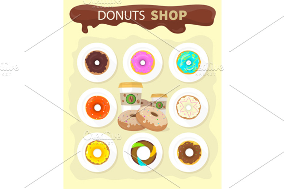 Sweet Donuts Set Designм in Illustrations - product preview 8