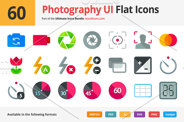 60 Photography UI Flat Icons