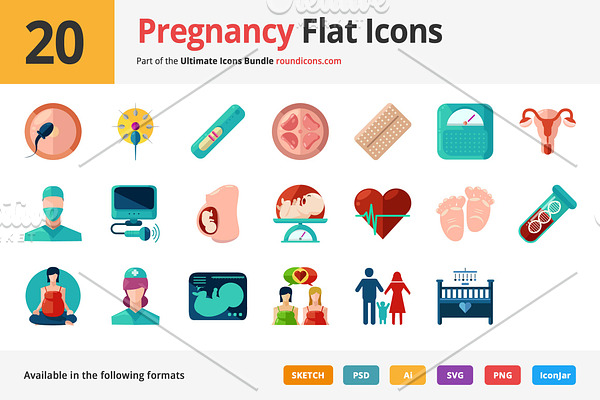 20 Pregnancy Flat Icons