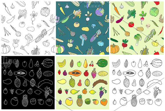 Fruits & Vegetables. EPS & JPEG in Illustrations - product preview 2