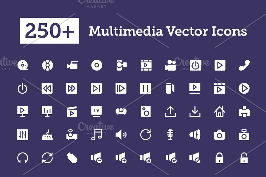 250+ Multimedia Vector Icons 