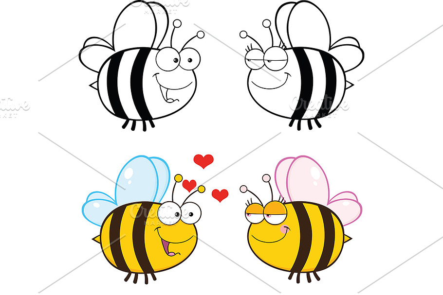 Cute Bee Collection - 6 in Illustrations - product preview 8