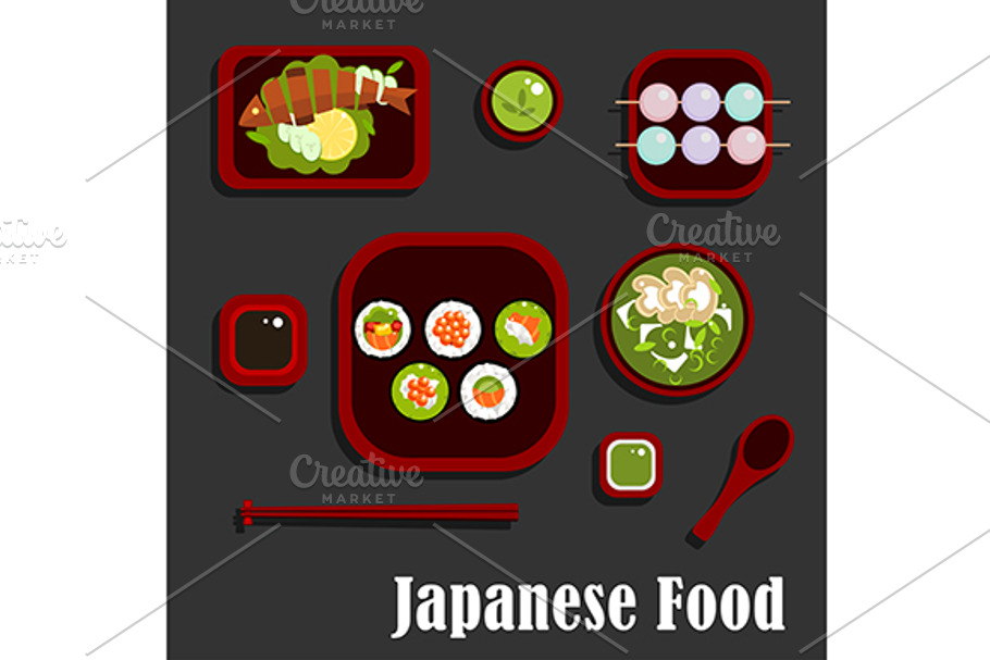 Japanese seafood dishes and dessert in Graphics - product preview 8