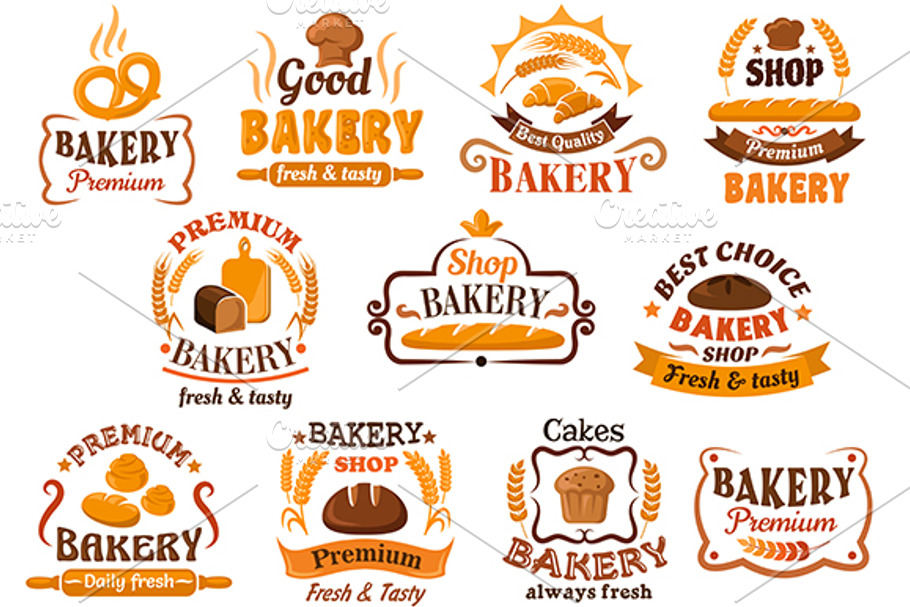 Pastry and bakery shop signboards in Graphics - product preview 8