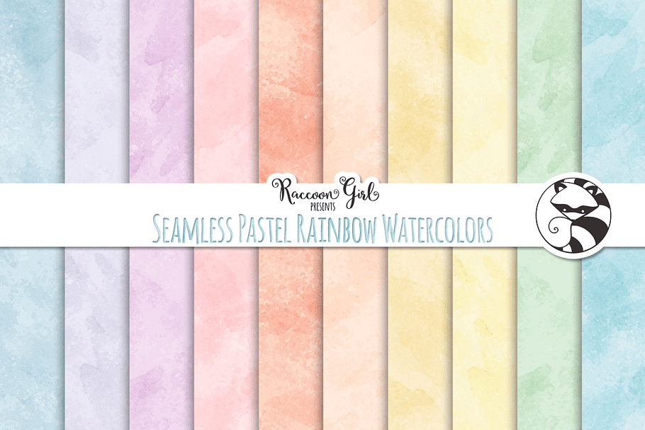 Seamless Pastel Rainbow Watercolors