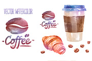 Vector watercolor coffee objects