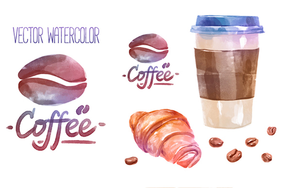 Vector watercolor coffee objects in Illustrations - product preview 8