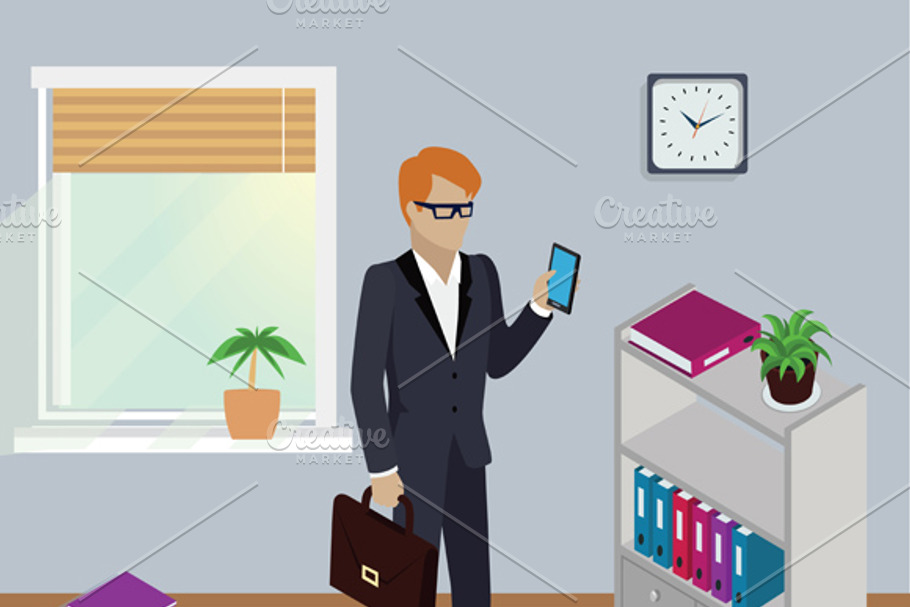 Isometric Man Office Work Interior in Illustrations - product preview 8