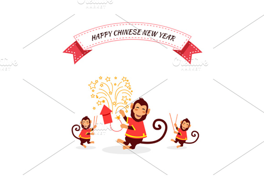 New Year Background with Monkey in Illustrations - product preview 8
