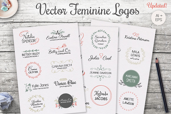 Vector Feminine Logo Templates in Logo Templates - product preview 2