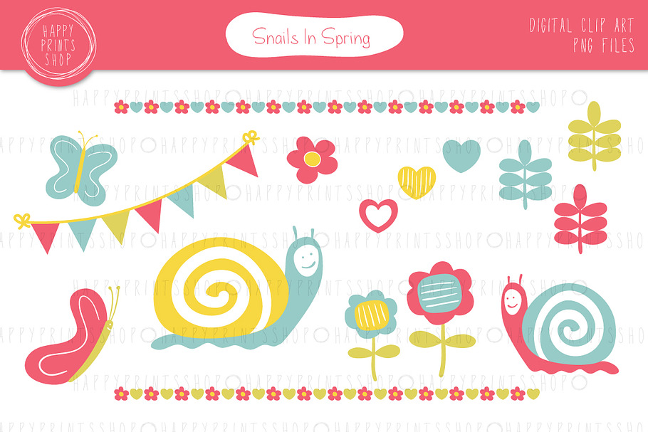 Snails In Spring Clip Art Set