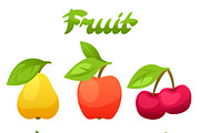 Set of stylized fresh fruits.