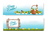 Two Happy Easter Banners