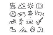Camping line icons