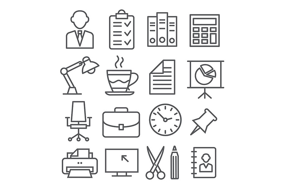 Office Line Icons in Graphics - product preview 8