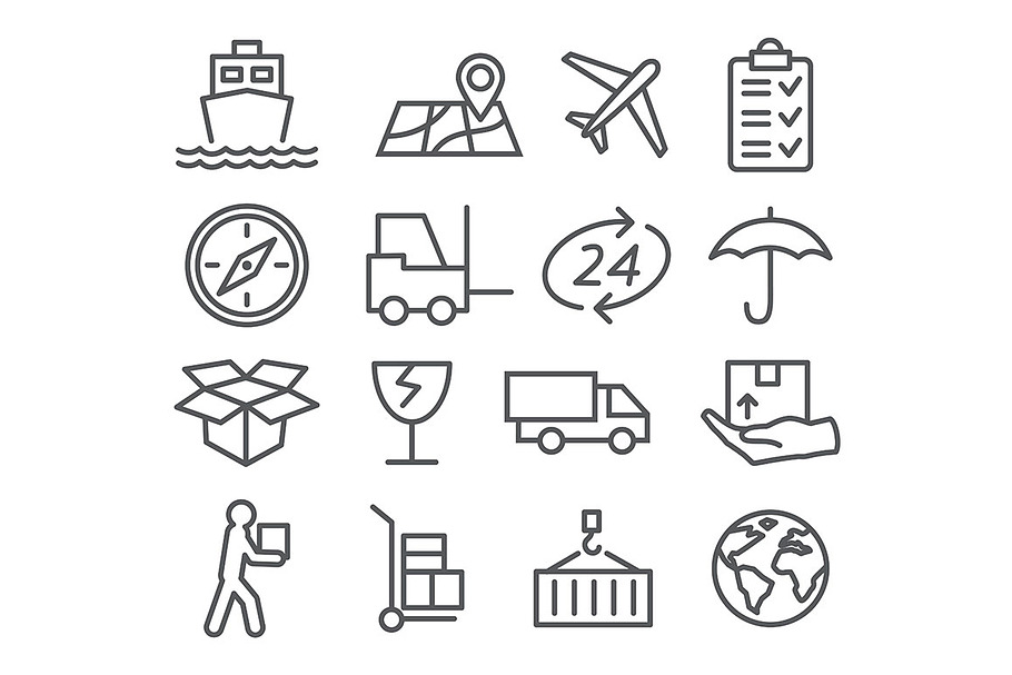 Logistic and Delivery line icons in Graphics - product preview 8