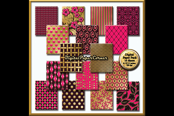 Gold Brown Pink 3D Digital Paper in Patterns - product preview 1