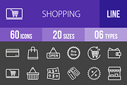 60 Shopping Line Inverted Icons