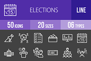 50 Elections Line Inverted Icons