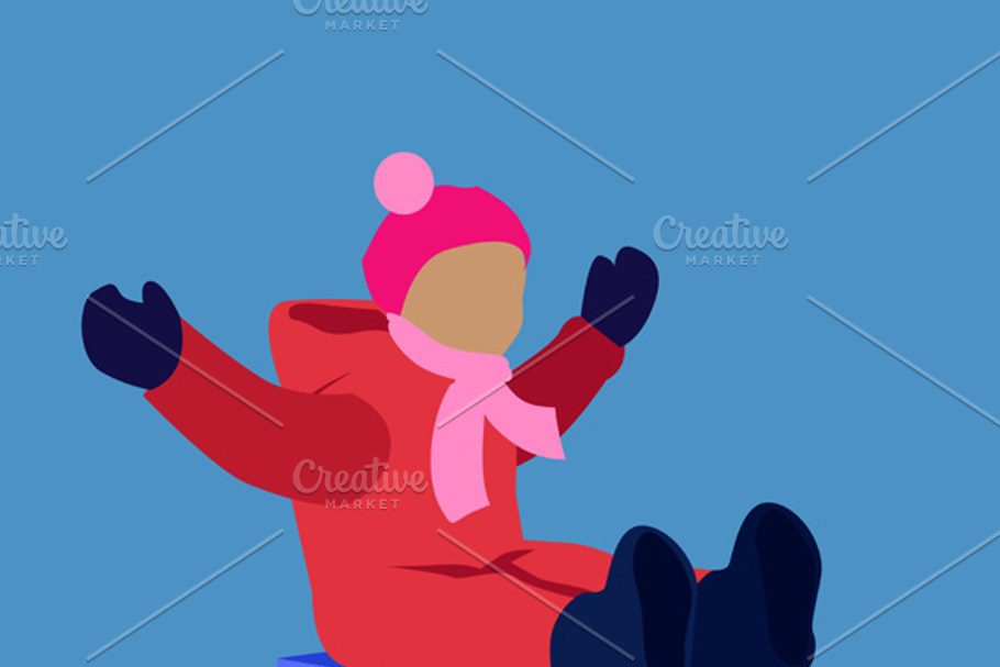 Sledding Children in Illustrations - product preview 8