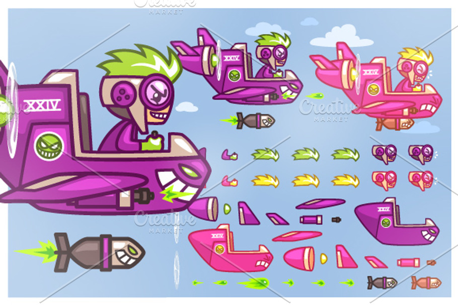 Phantom XXIV Plane Game Sprites in Illustrations - product preview 8