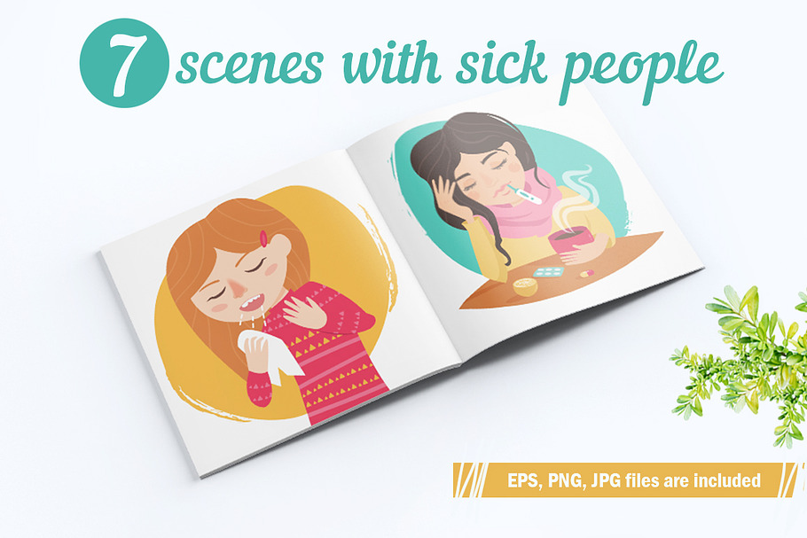 Set with sick people in Illustrations - product preview 8