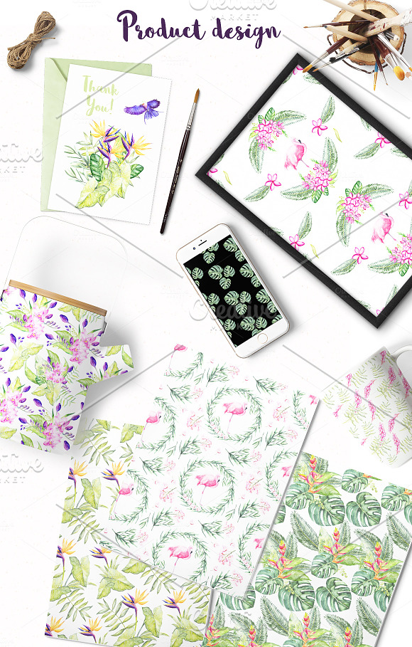 Watercolor Tropical Plants 30 % OFF in Illustrations - product preview 1
