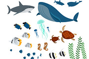 Ocean animals and fishes