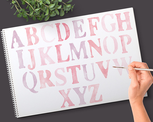 Watercolor Alphabet Clipart Graphics in Objects - product preview 1