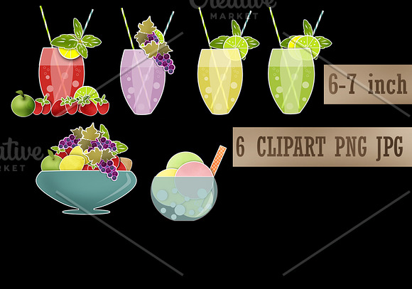 Summer Fresh Coctails Juice Clipart  in Objects - product preview 1