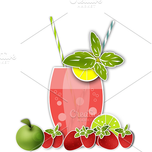 Summer Fresh Coctails Juice Clipart  in Objects - product preview 4